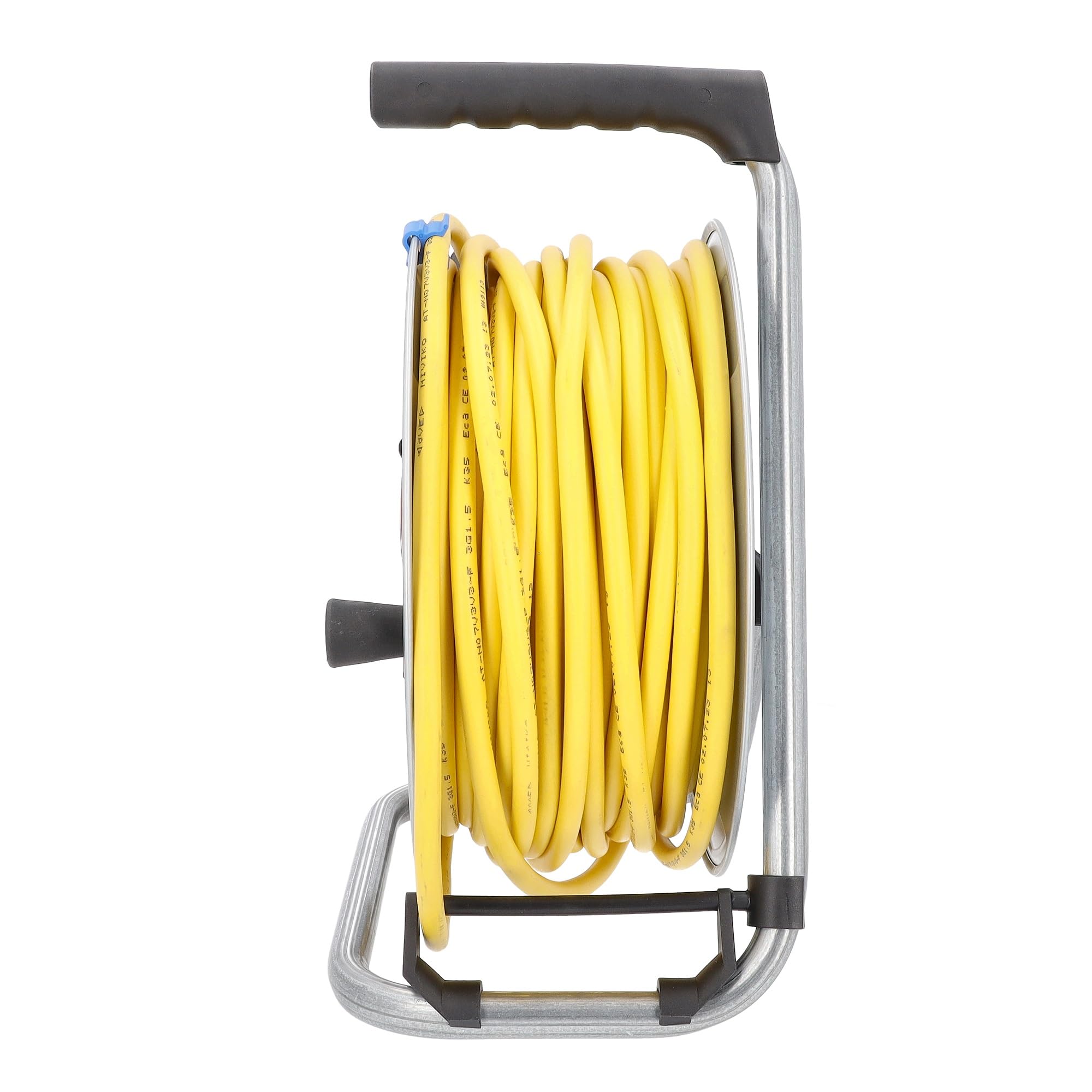 as - Schwabe enrollacables 25 m AT-N07V3V3-F 3G1,5, IP44 exterior, 3 tomas de corriente con toma de tierra, Interruptor térmico, tambor de acero, Made in Germany