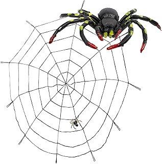 5 Feet Black Spider Web | Includes Spider | Halloween Spider, Haunted House Decor, Indoor Outdoor Halloween Decoration, Ha...