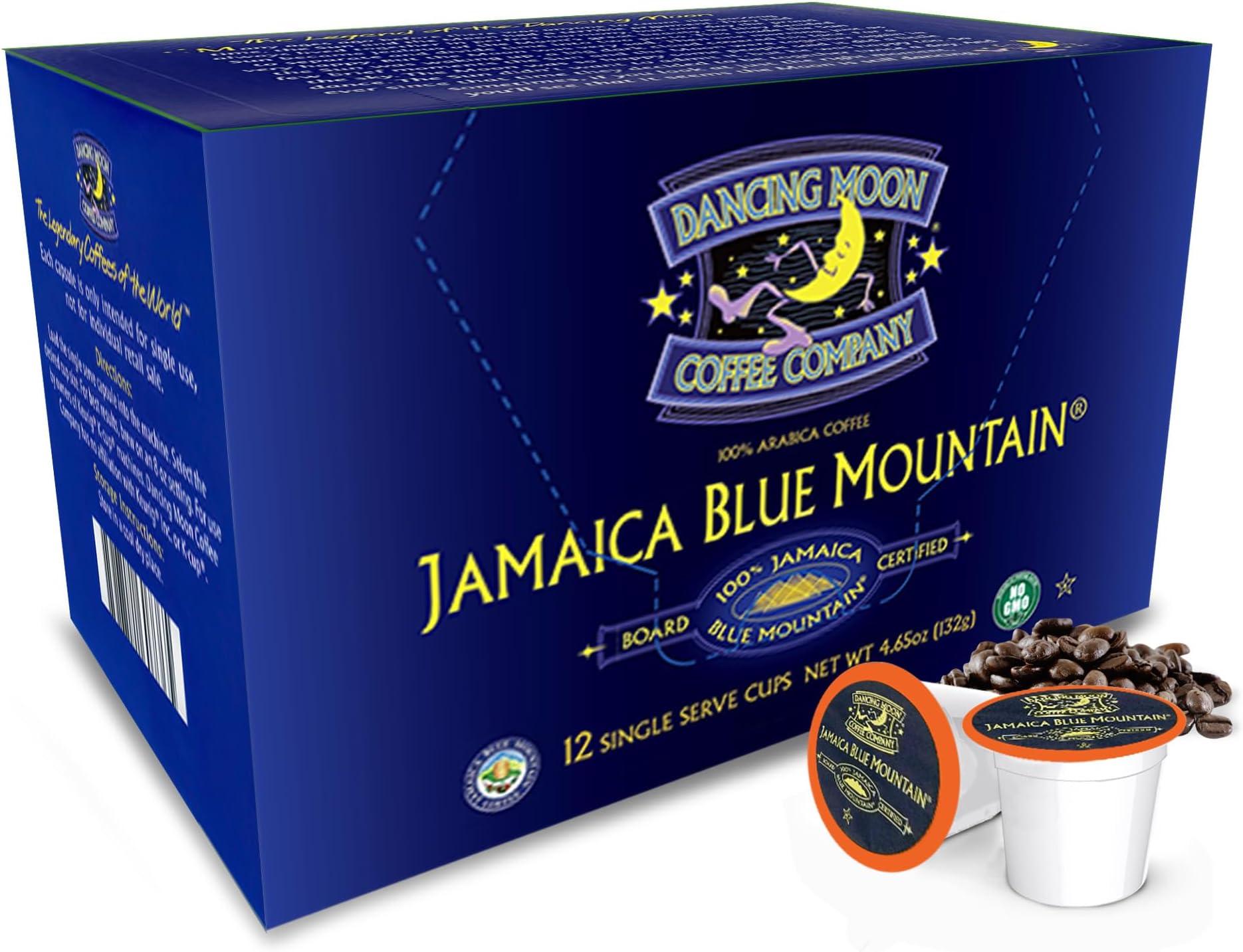 Dancing Moon Coffee 100% Jamaica Blue Mountain Single Serving Capsules (12-CT K Cups)