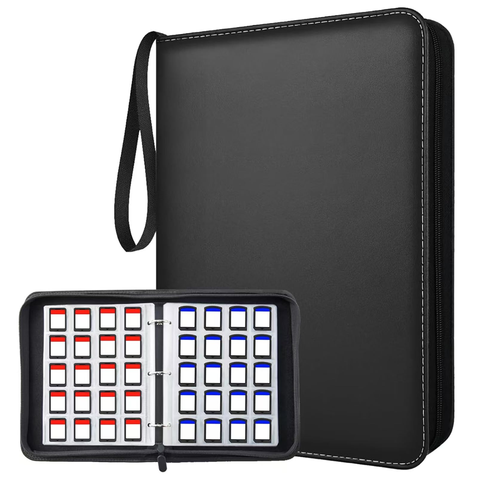 300 Slots Game Card Holder Binder for Animal Crossing ACNH Mini Cards & Amiibo Storage Organizer with Sleeves Compatible with Switch, PS Vita, SD Memory Cards, Portable Card Album Book (Black)