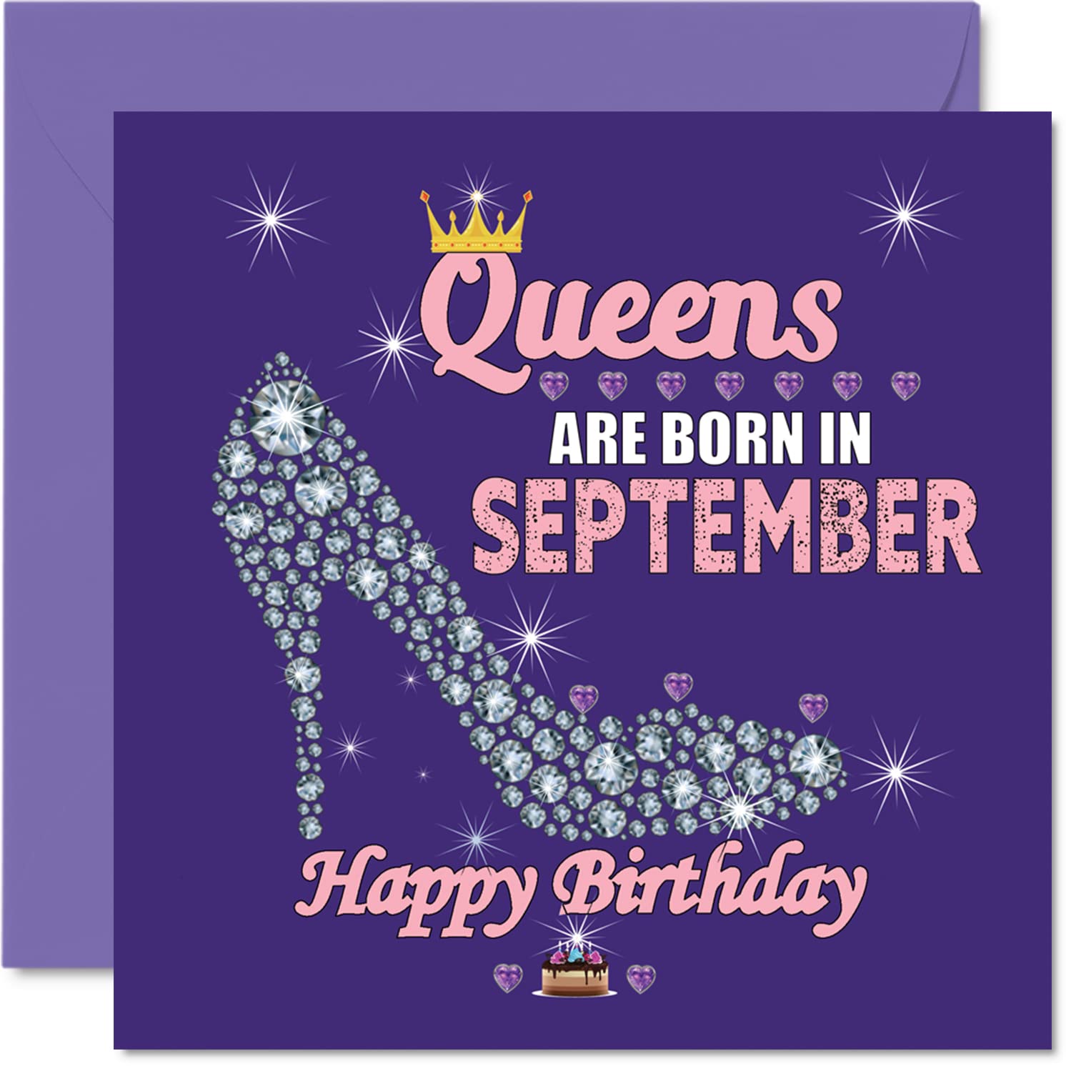 Birthday Cards for Women - Queens Are Born In September - Happy Birthday Cards for Wife Girlfriend Mum Daughter Sister Grandma Auntie Grandmother Friend, 145mm Humour Greeting Gift Ideas