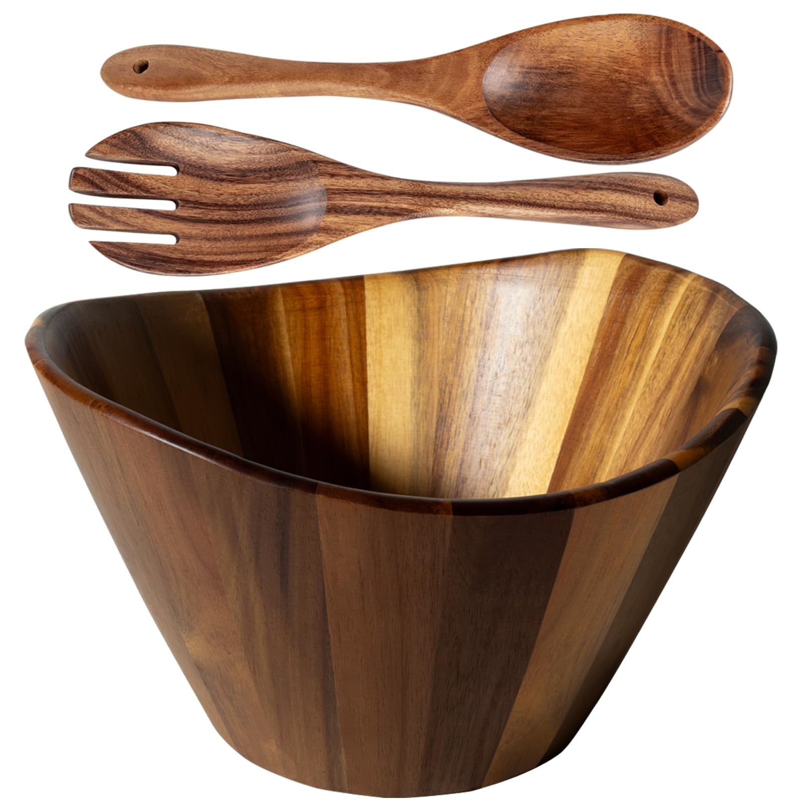 Cuenco Redondo de Madera de Acacia, Ideal como Ensaladera, Cuenco para Mezclar, Frutero o Cuenco para Pan, Diámetro de 30,5 cm, Utensilios de Cocina, Perfecto para Cocina, Picnic y Fiesta