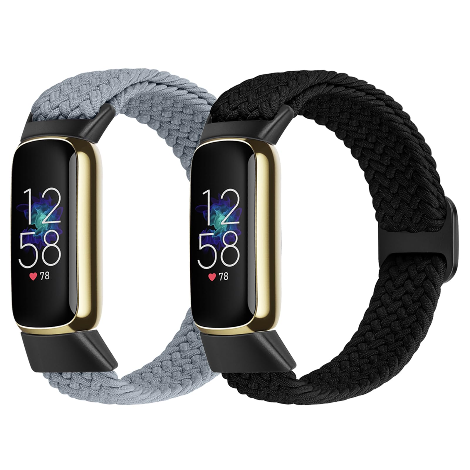 Braided Stretchy Adjustable Straps Compatible for Fitbit Luxe for Women Men,Sport Elastic Nylon Cloth Wristbands for Fitbit Luxe