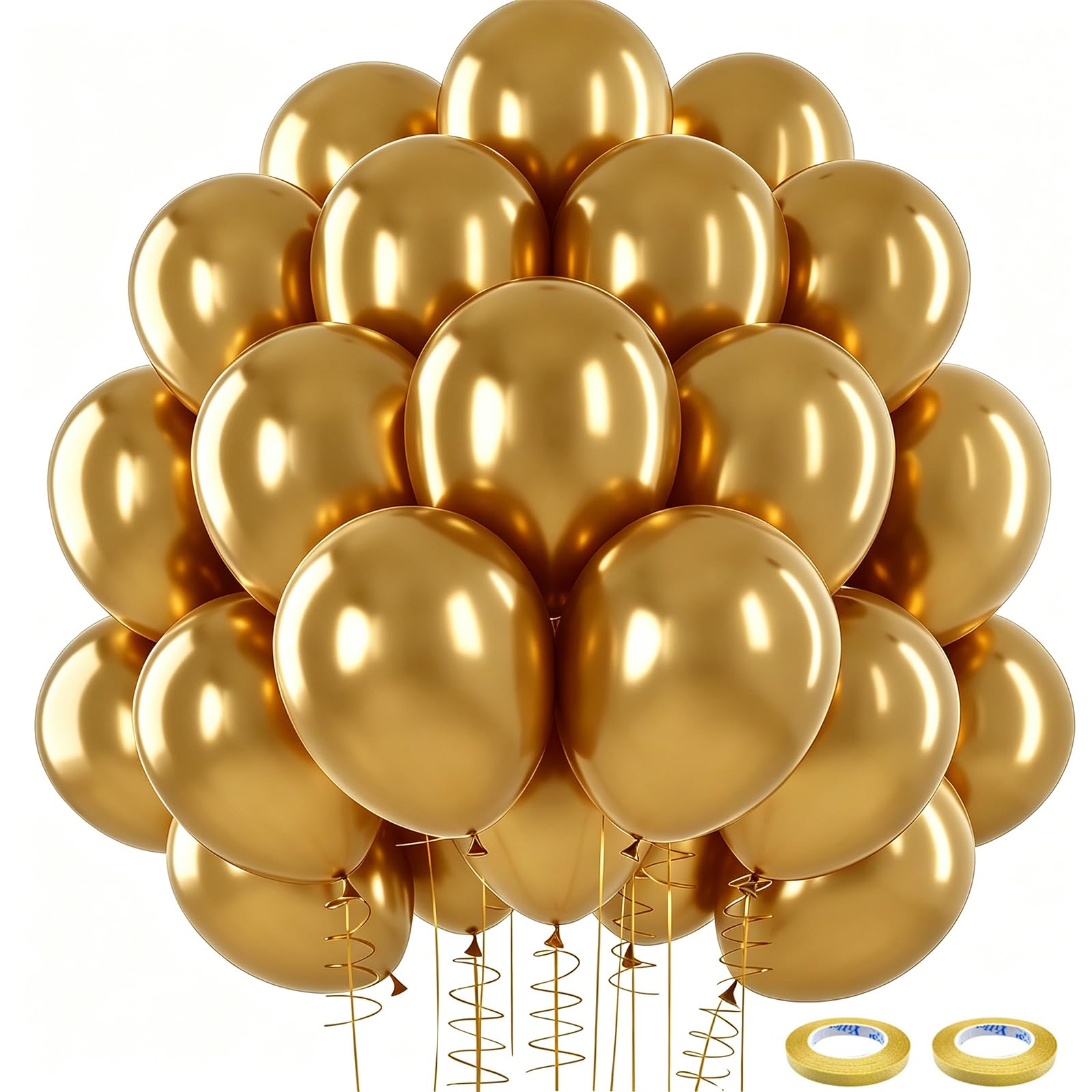 102Pcs Gold Metallic Balloons Set, 12 Inch Chrome Gold Balloon Bouquet for Balloon Arch Kit for Birthday Party Decoration, Wedding, Anniversary,Graduation,Back to School, Baby Shower,Christmas