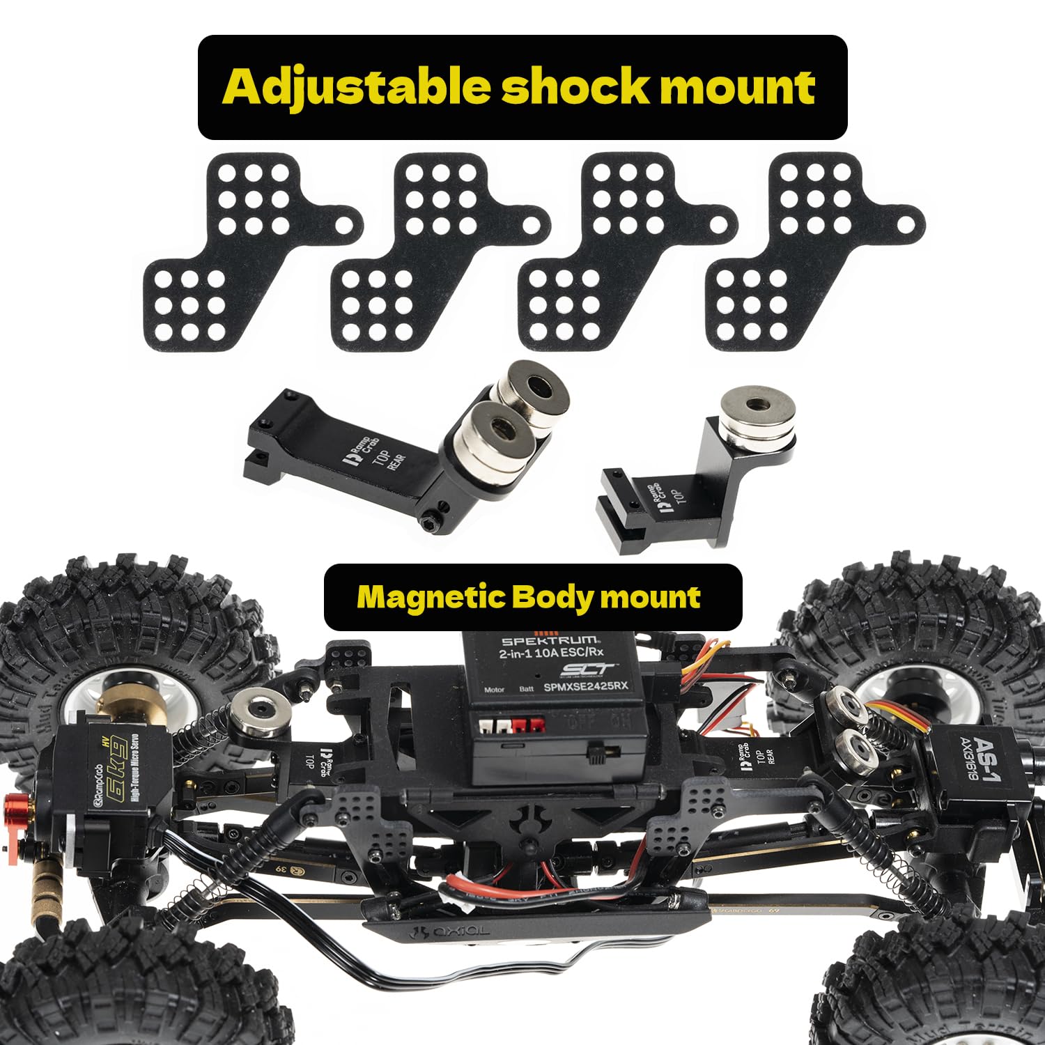 RampCrab Articulations de direction en laiton avec contrepoids RC pour crawler 1/24 RC Axial SCX24 AX24, pièces de mise à niveau, revêtement noir, 22g RampCrab Articulations de direction en laiton avec contrepoids RC pour crawler 1/24 RC Axial SCX24 AX24, pièces de mise à niveau, revêtement noir, 22g