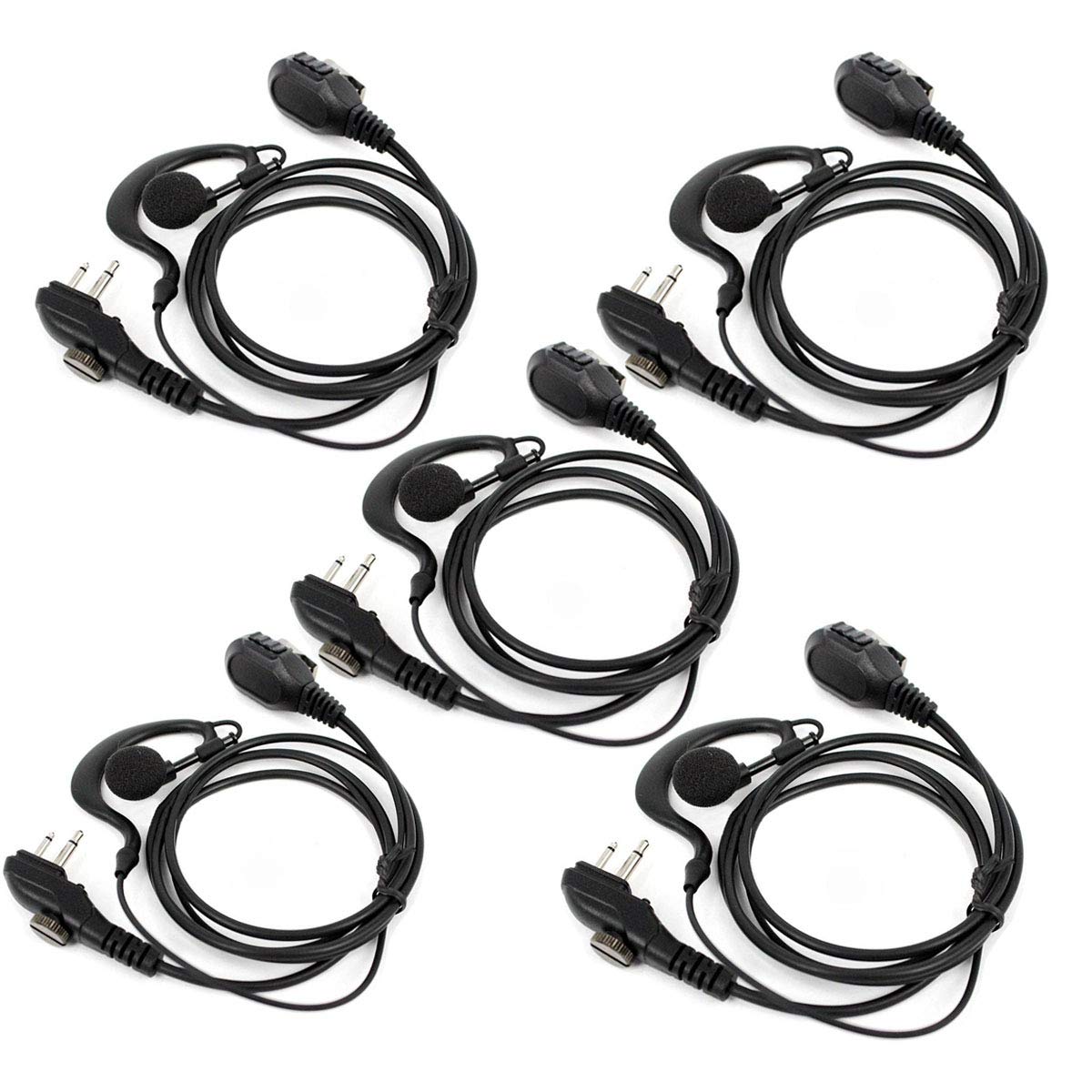Dreamworth5 Pack Two Way Radio Earpiece Headset Hanging High Fidelity Noise Reduction PTT Compatible for for Hytera Walkie Talkie PD500 PD560 TD510 TD520 TC620