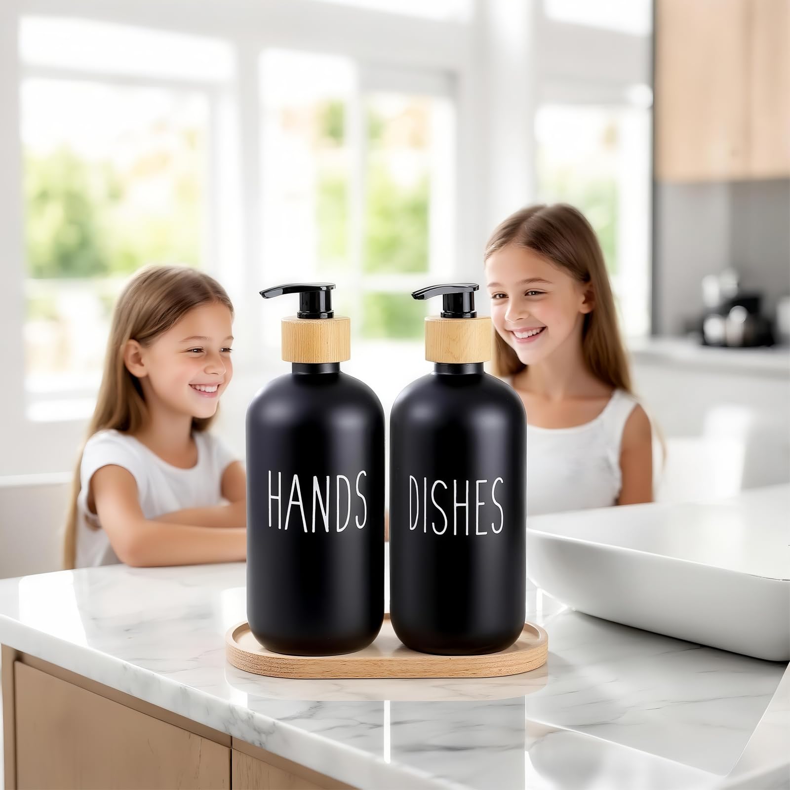 Yumzxin Glass Soap Dispenser Set of 2 (16oz) - Image 3