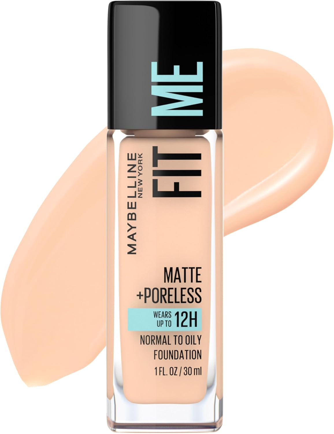 Maybelline Fit Me Matte + Poreless Liquid Oil-Free Foundation Makeup, Ivory, 1 Count (Packaging May Vary)