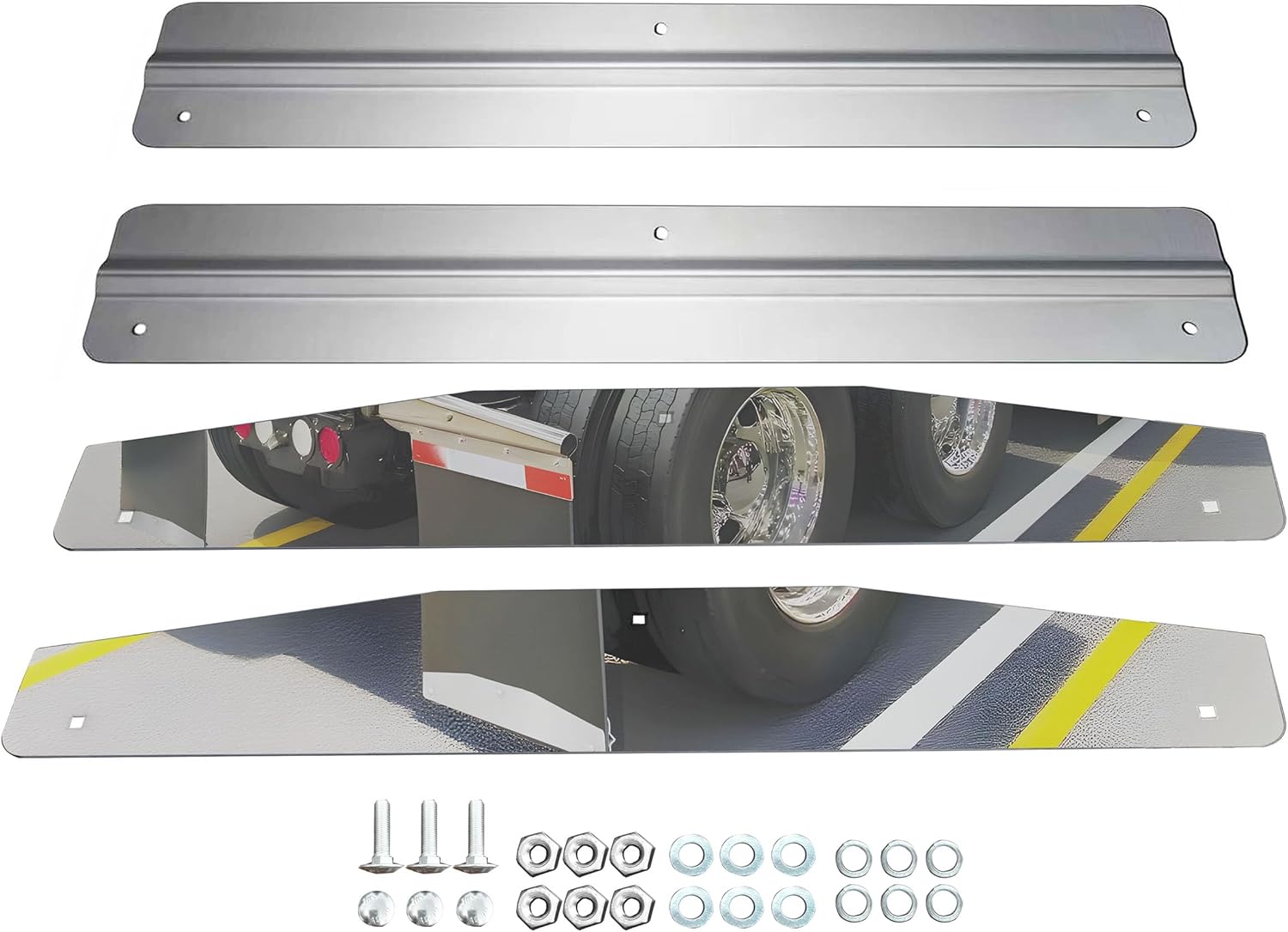 24" x 4" Stainless Steel Mud Flap Weights for Semi Trucks Mudflap Weight Set Mirror Finish with Hardware