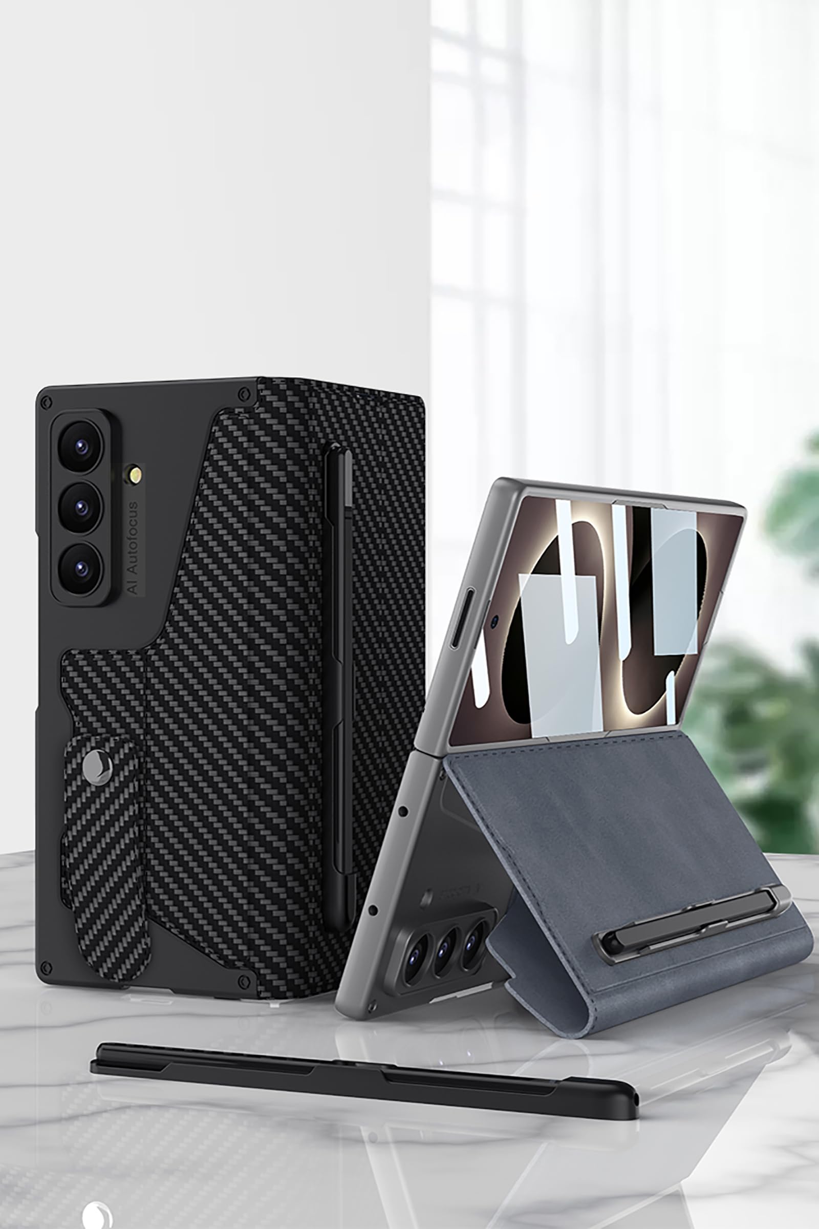 etui z klapką do Galaxy Z Fold8 Ultra, skórzane etui o wąskim kroju kompatybilne z Samsung Galaxy Z Fold8 Ultra, czarne 1