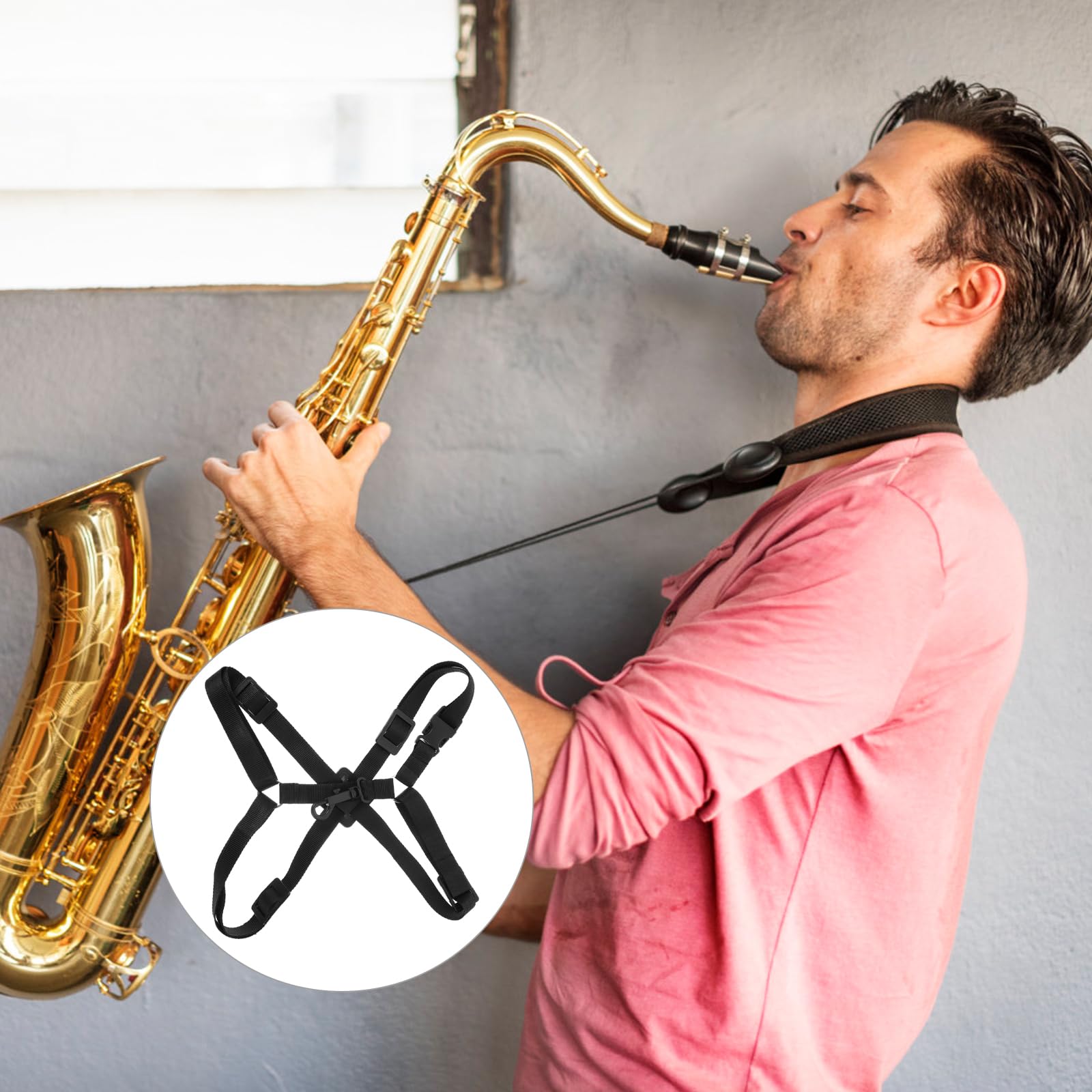 Correa de Hombro Ajustable Alto Tenor Barítono Saxofón Saxo Arnés ()