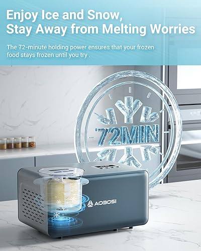 Miniatura 2 de AAOBOSI Máquina para hacer helados de 2.2 cuartos de galón con compresor integrado, totalmente automática y sin precongelación, yogur congelado,