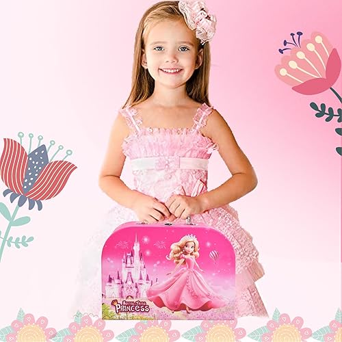 Miniatura 7 de Juego de té para niñas pequeñas, juego de tetera de hojalata de princesa, juguete de cocina con tazas, platos y accesorios para regalos de