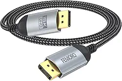 Cabo de porta de exibição de 3 pés, DisplayPort 2.1 16K @60Hz 8K @120Hz 4K @240Hz 2K @360Hz 1080p @360Hz monitor de jogos 54Gbps largura de banda, cabo curto DP para placa gráfica, desktop, laptop