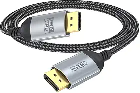 Cabo de porta de exibição de 3 pés, DisplayPort 2.1 16K @60Hz 8K @120Hz 4K @240Hz 2K @360Hz 1080p @360Hz monitor de jogos 54Gbps largura de banda, cabo curto DP para placa gráfica, desktop, laptop