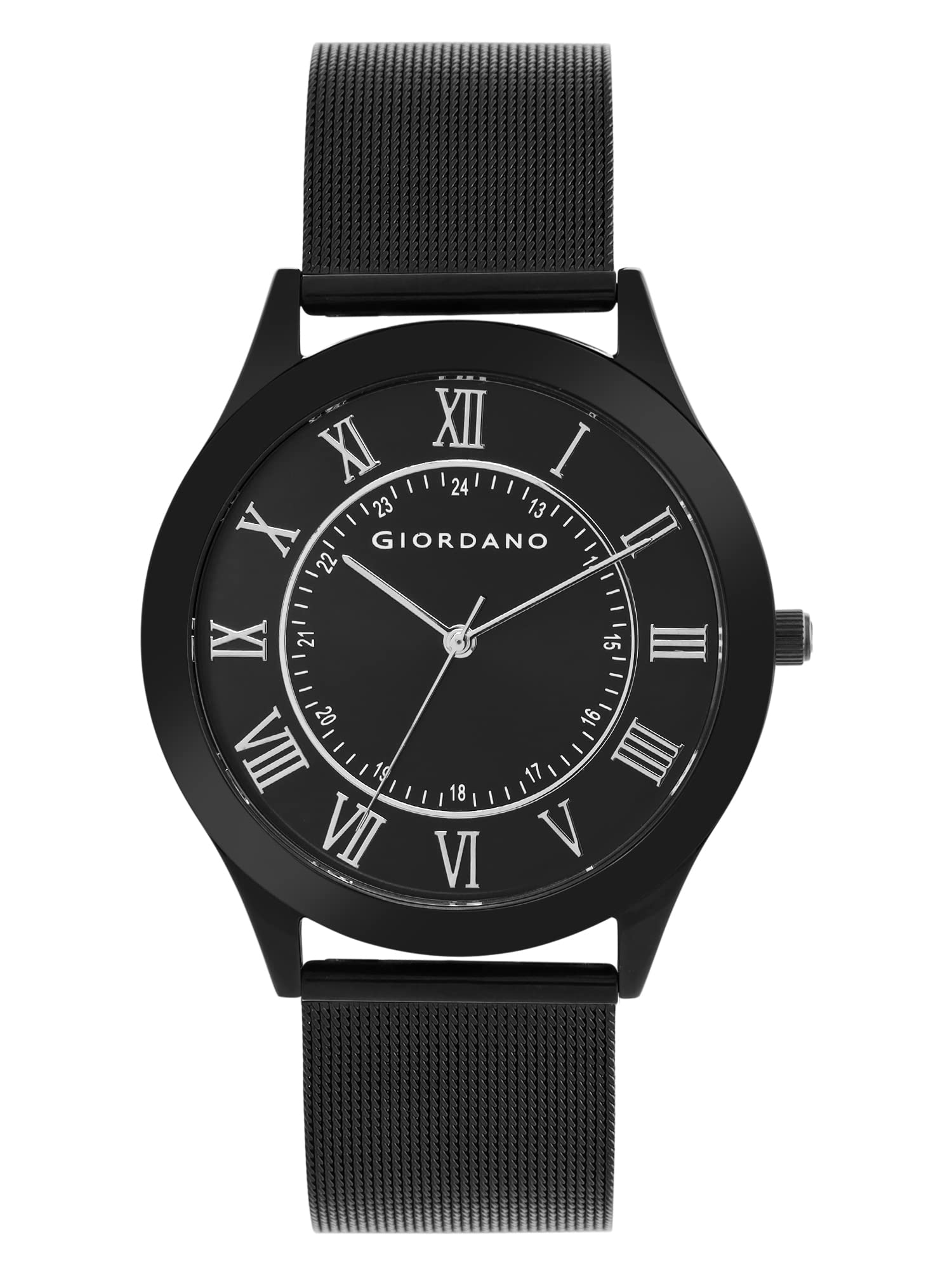 Giordano Wired Collection Analog Slim Watch for Man with Black Case, Metal Strap & Roman Numbers On Black Dial, Wrist Watches for Men, with Stylish Mesh Band A1064-22 (B078Q3W9NT) Amazon Price History, Amazon Price Tracker