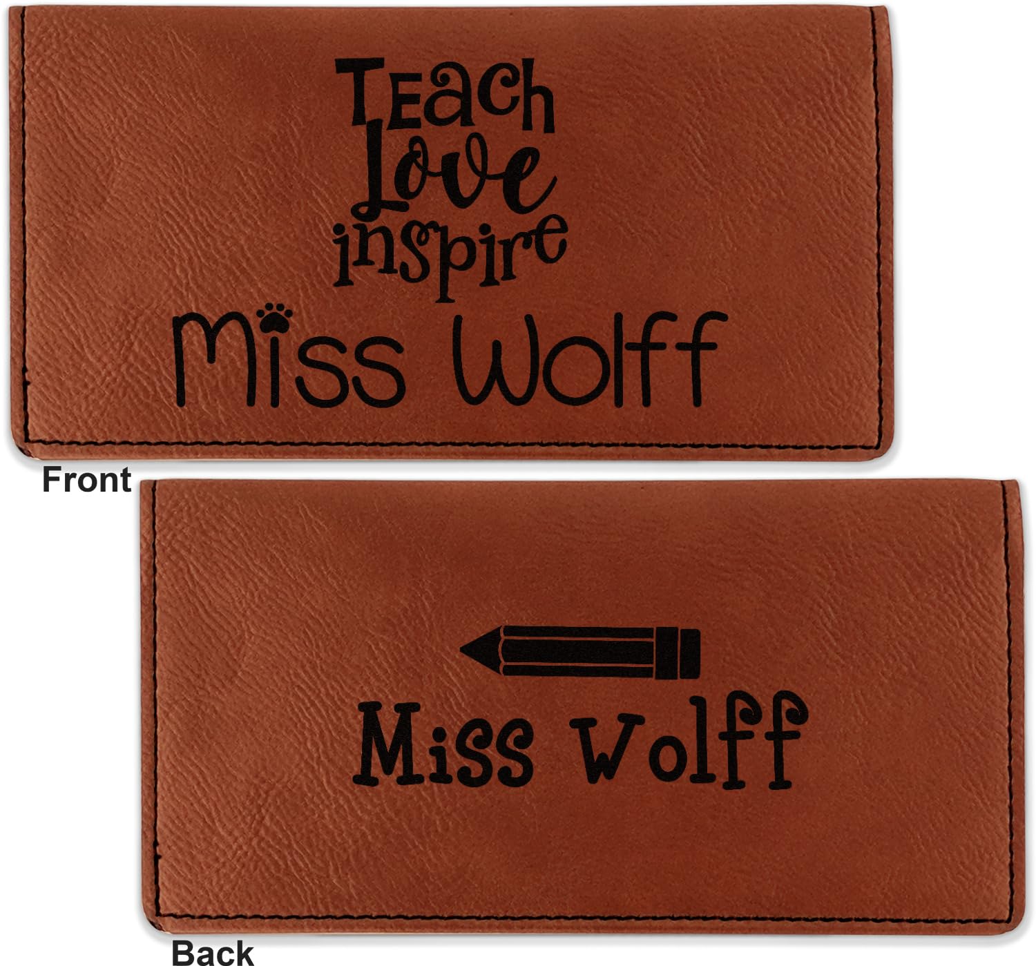 RNK Shops Personalized Teacher Gift Leatherette Checkbook Holder - Double-Sided