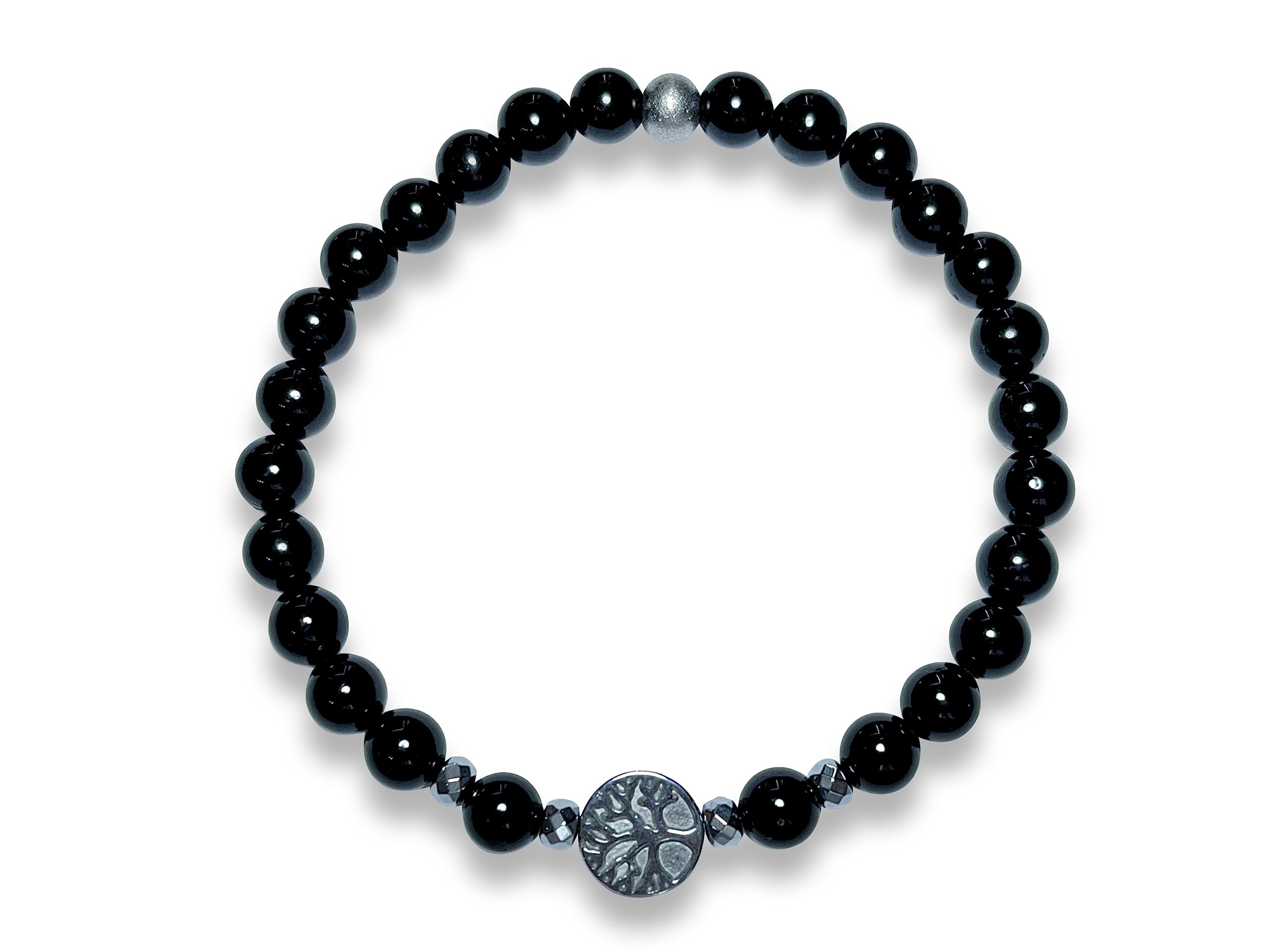 Hochwertiges Edelsteinarmband mit Hämatit und Lebensbaum, Spiritueller Schmuck für Damen und Herren, Handmade Begleiter für Kraft und Erdung, personalisierbar