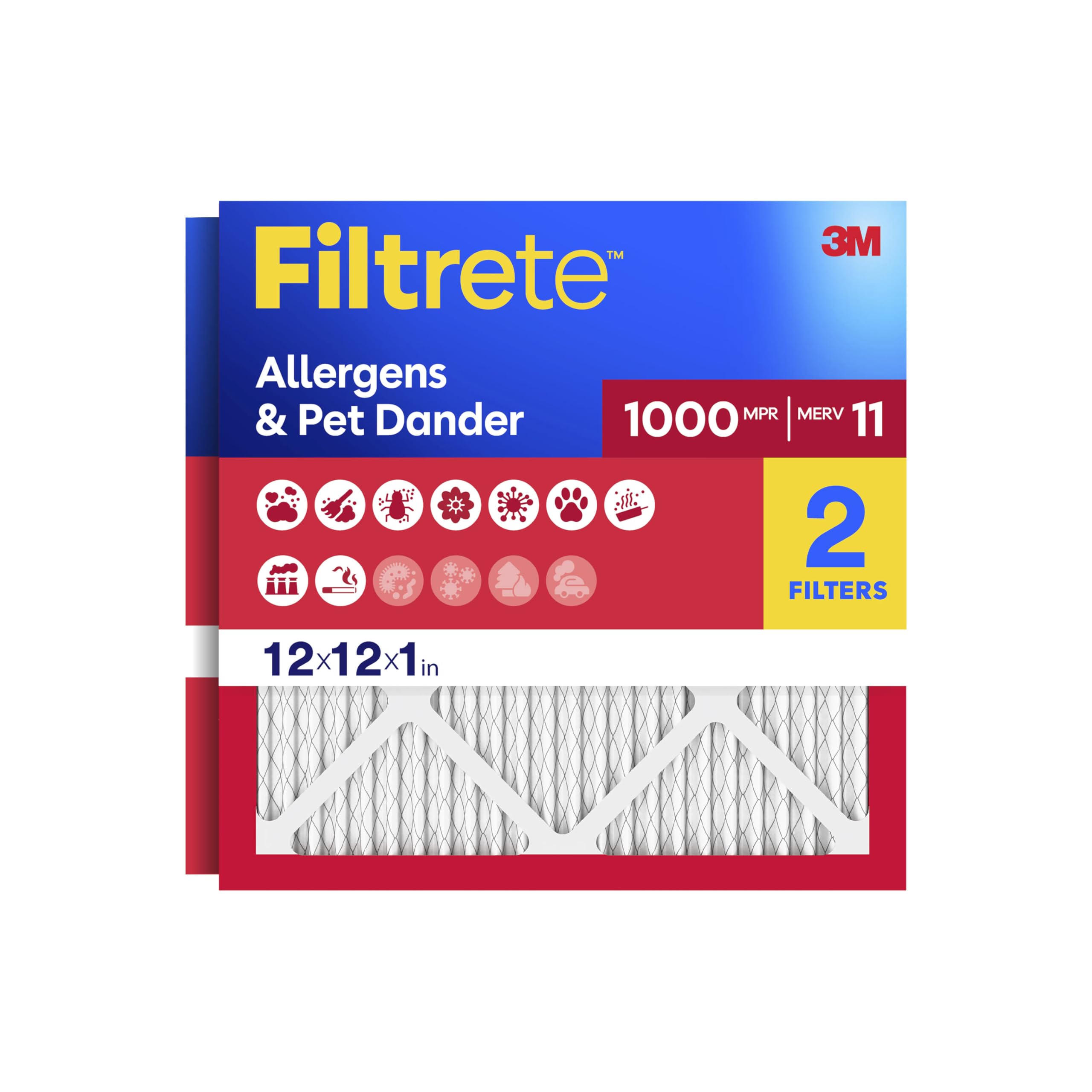 Filtrete 12 x 12 x 1, filtro aria AC Furnace, MPR 1000, micro allergeni, confezione da 2 (dimensioni esatte 11,81 x 11,81 x 0,81)