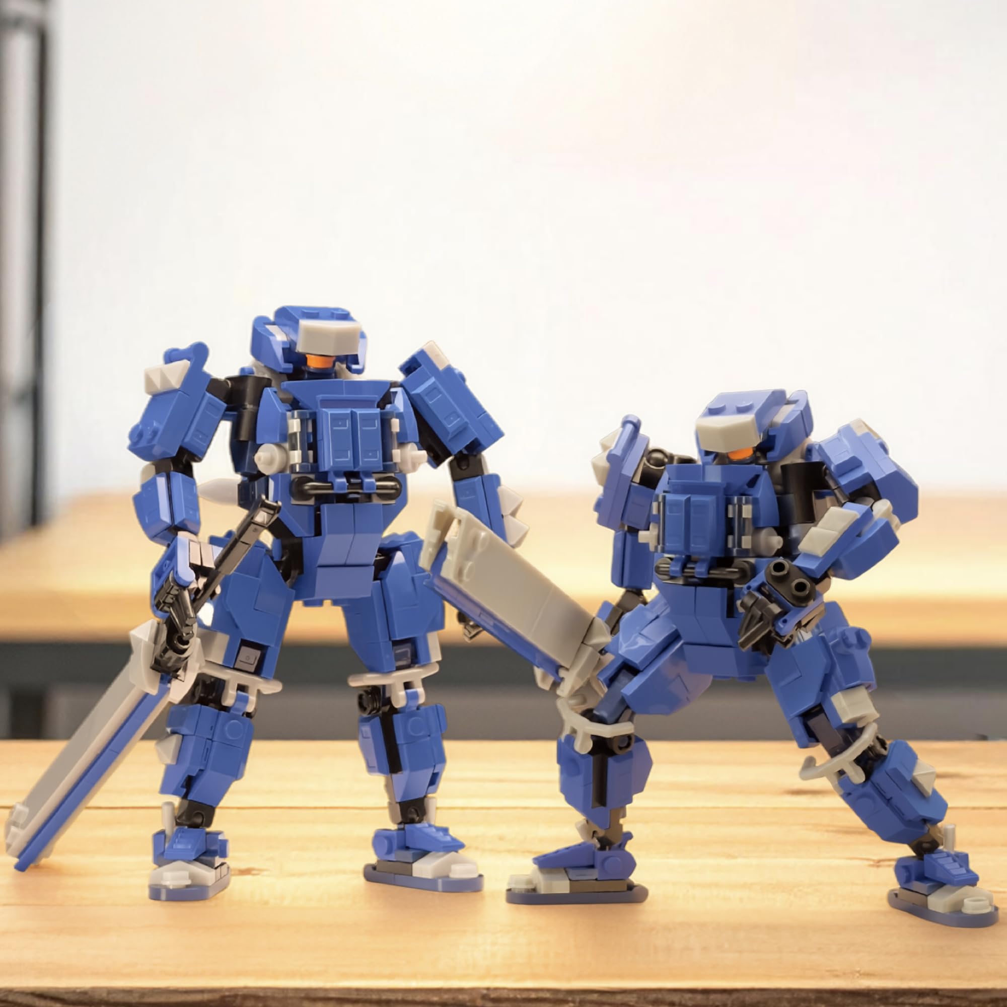 MyBuild Keiji 5027 Unité Mecha à Armure Bleue avec Épée Longue Robot Articulé Jouet Construction 14+