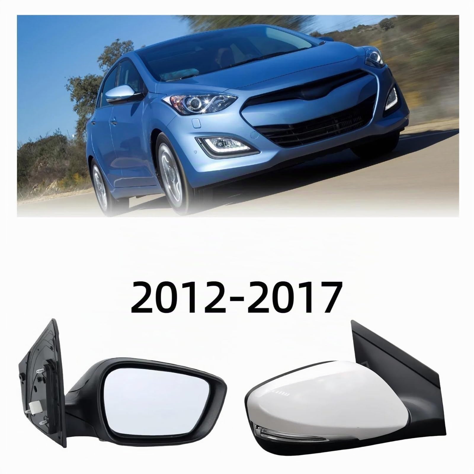 Retrovisor exterior coche Para Hyundai Para I30 GD 2012-2017 Conjunto espejo lateral de puerta de automóvil de 3 cables Retrovisor exterior(3PIN L white)