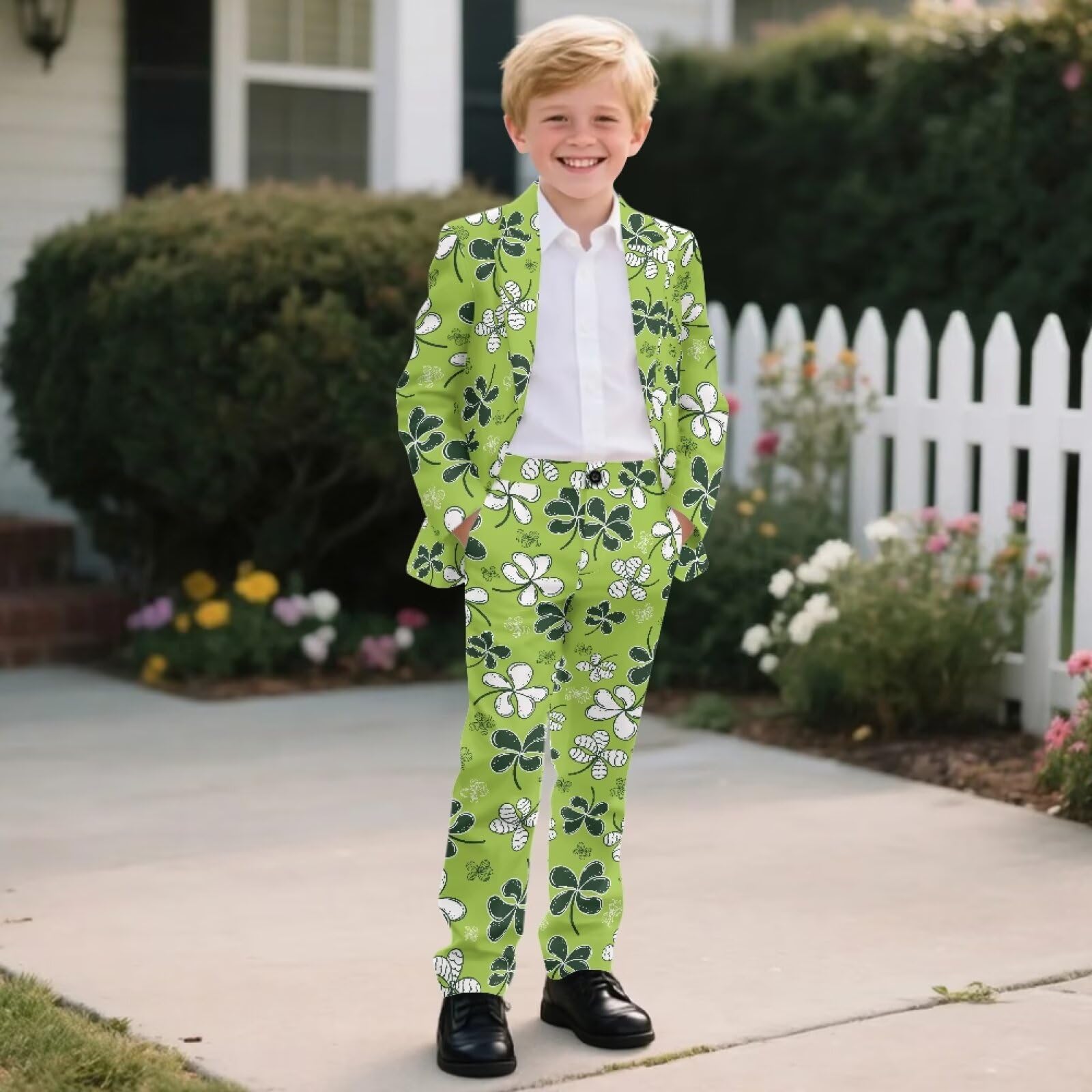 Biyejit 2-teiliges Anzug-Set für Jungen, mit einem Knopf, Blazer und Hose, lässige Smokingjacke, Alter 5–14 Jahre