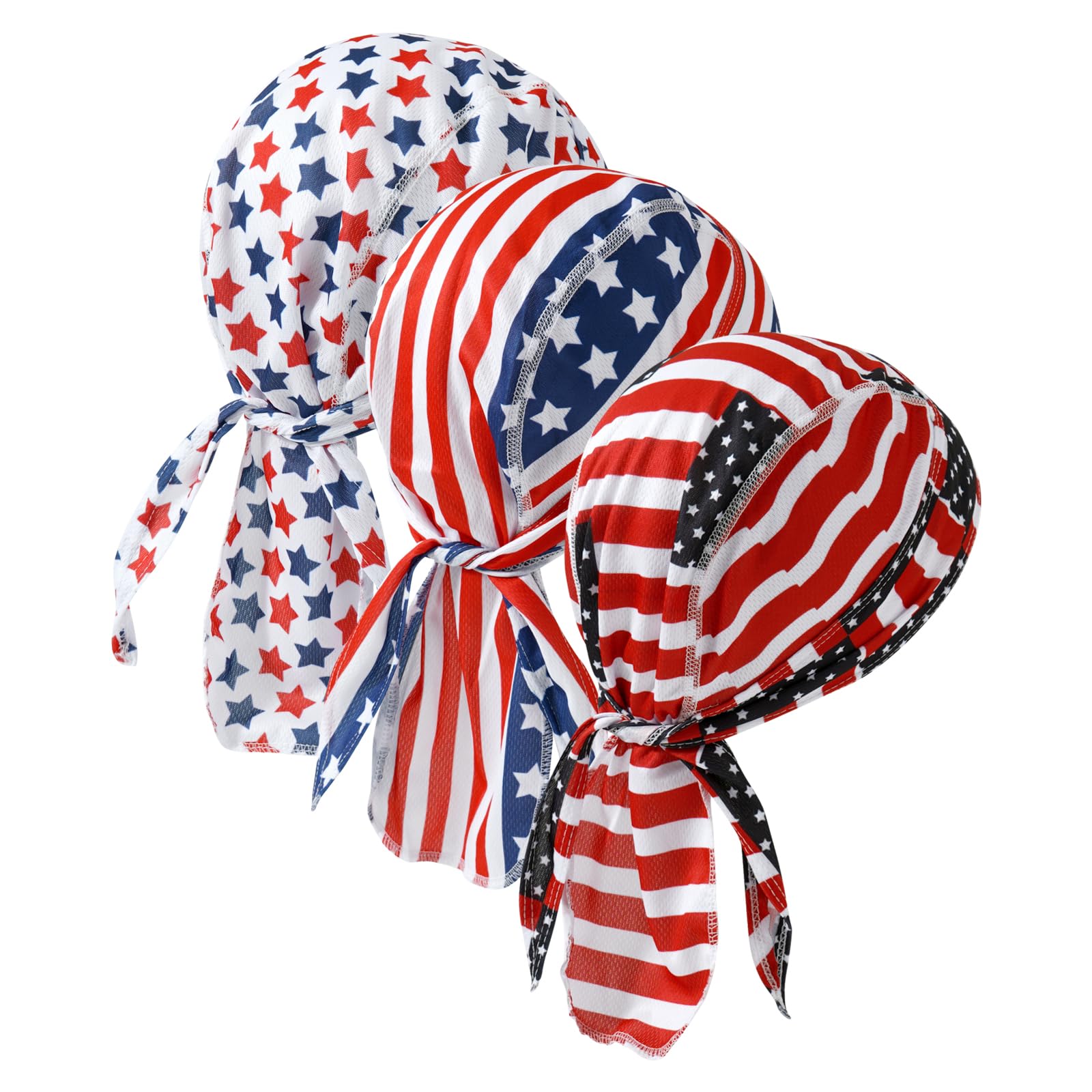 DOCILA 3 Pcs Do Rags for Men Skull Cap Bandana Hat Helmet Linner Beanie