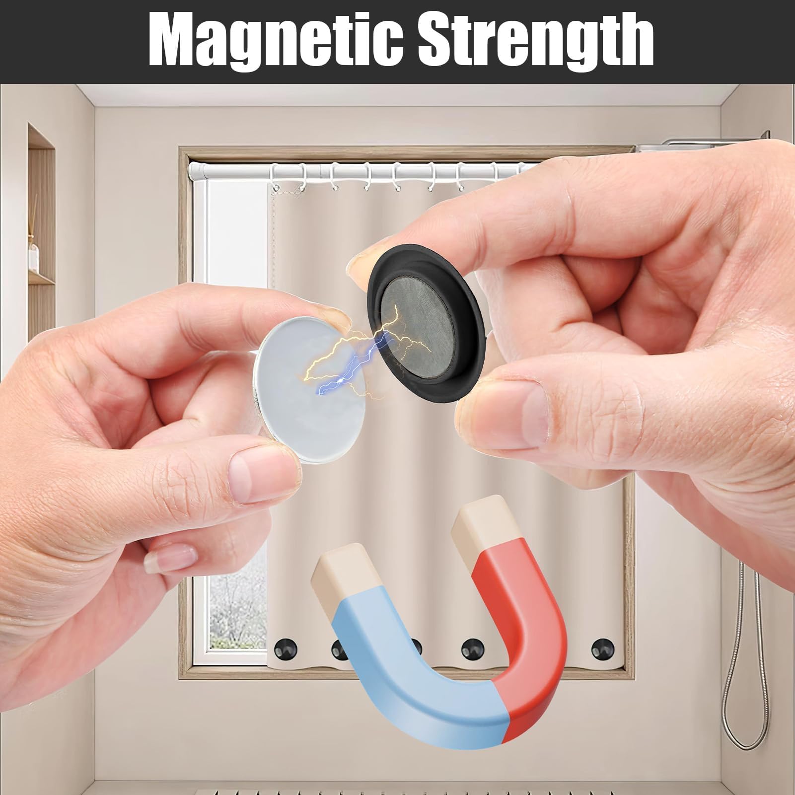 SMCEHEYA 4 Pcs Shower Curtain Weights Curtain Magnets for Fixing Hem Self Priming Shower Curtain Weights for Drapery Curtain Tablecloth 4cm Diameter Round Magnetic Clips - Image 4