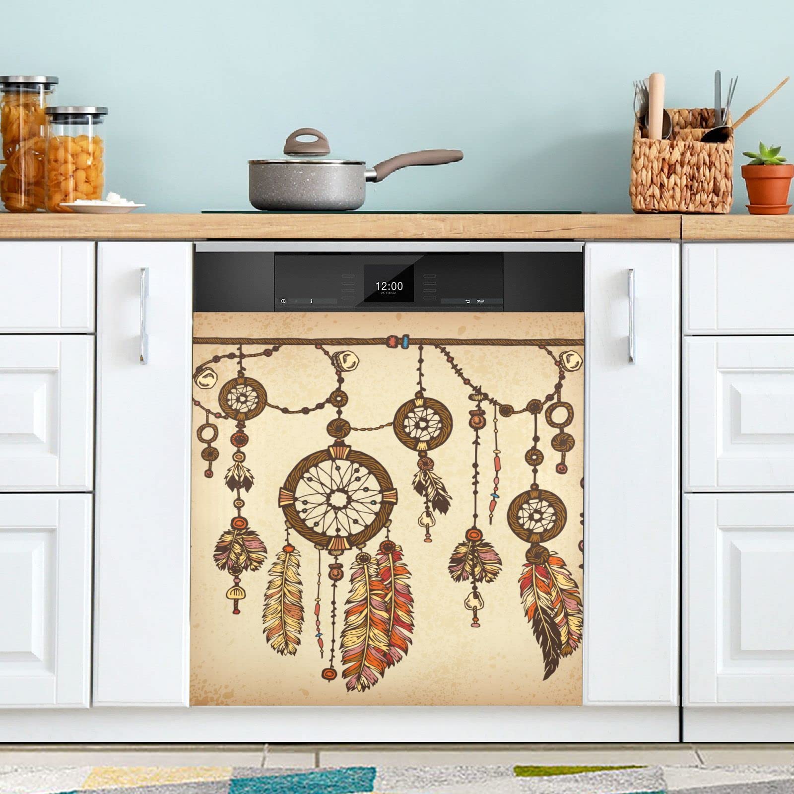 Copertura Magnetica Per Lavastoviglie Con Decoro Asiatico – 58,4x66 Cm, Pannello Magnetico In PVC, Adatto Per Frigorifero E Armadietti Metallici