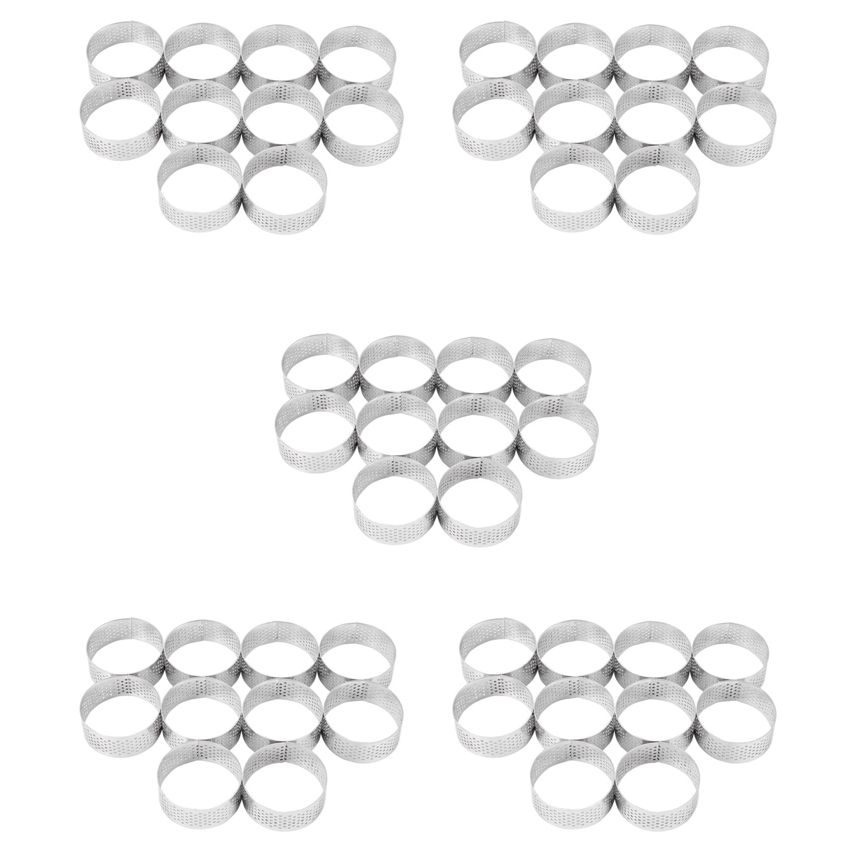 Lot de 50 anneaux à tarte perforés en acier inoxydable de 5 cm pour la fabrication de gâteaux et de mousse