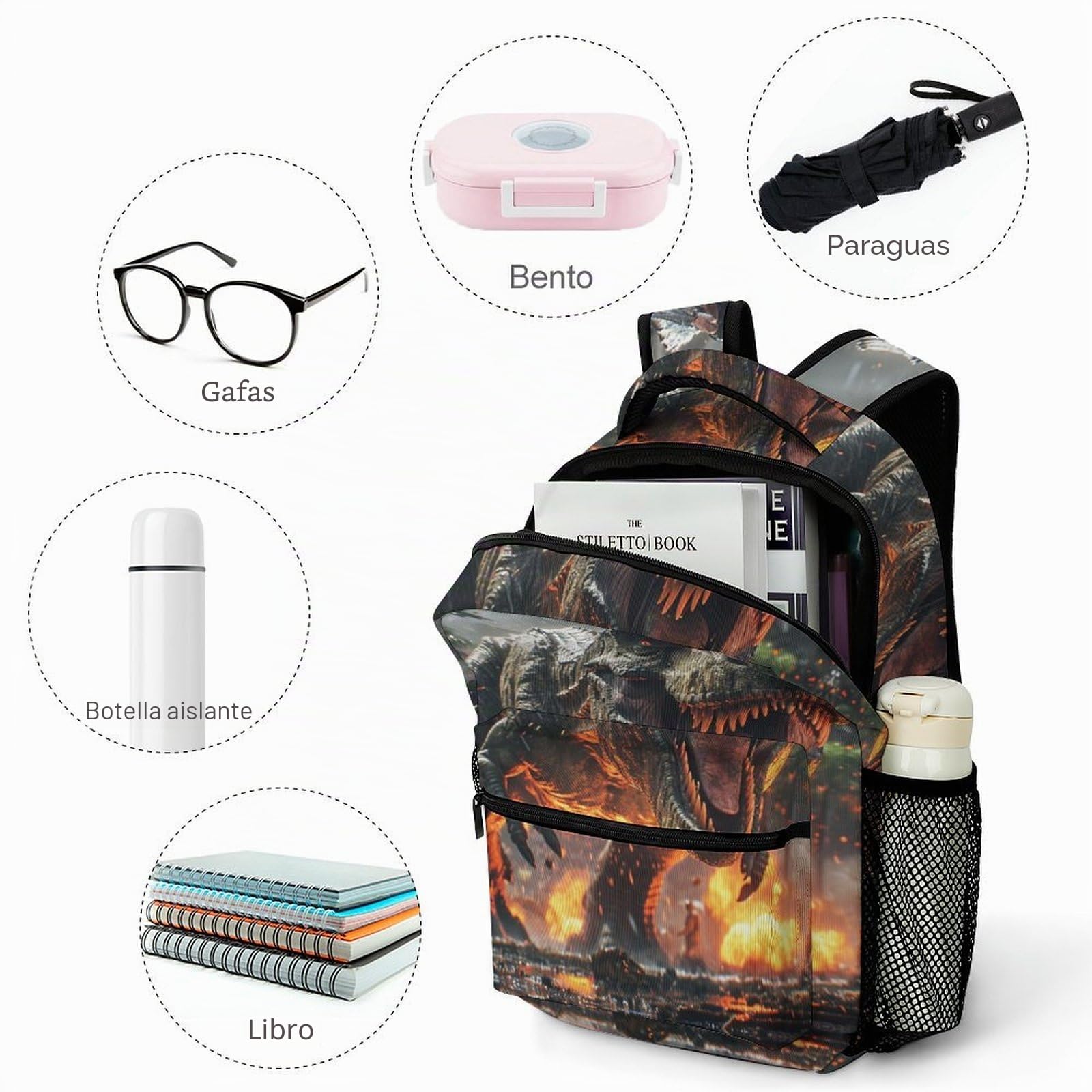 Dinosaurio Mochila Para Niños Animal Morrals Cómoda Y Versátil Mochila Universitaria Mochila Infantil De Gran Capacidad Primaria Pequeña Guardería Mochila One Size