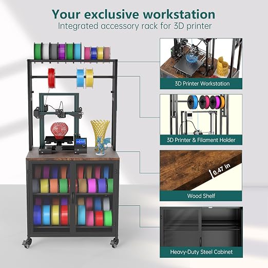 Estante para impresora 3D con almacenamiento de filamento miniatura 5