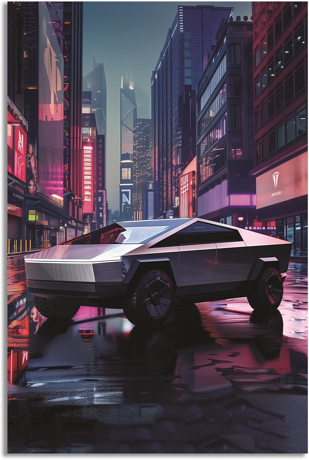 Cybertruck Canvas Print Futuristic Electric Truck Wall Art – Printed on Premium Canvas Modern Decor for Bedroom, Office, Garage (16” x 24”, Unframed)