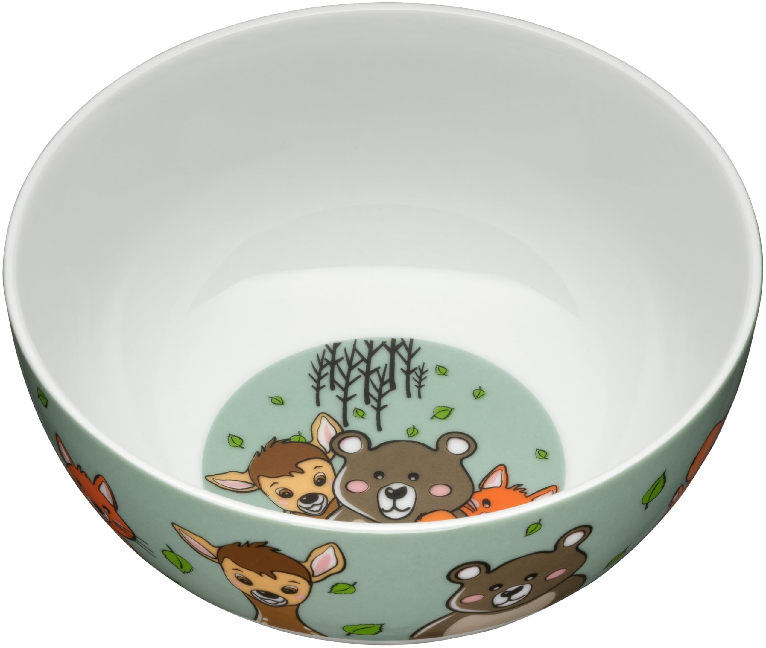 WMF Kindergeschirr Set Waldfreunde 6-teilig mit Gravur – Personalisiertes Kindergeschirr mit Namen – Porzellan Teller & Schale mit Kinderbesteck – Geschenk für Mädchen und Jungen ab 3 Jahre