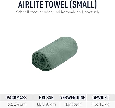 Sea to Summit AirLite Ultralight Towel, Small, Sage