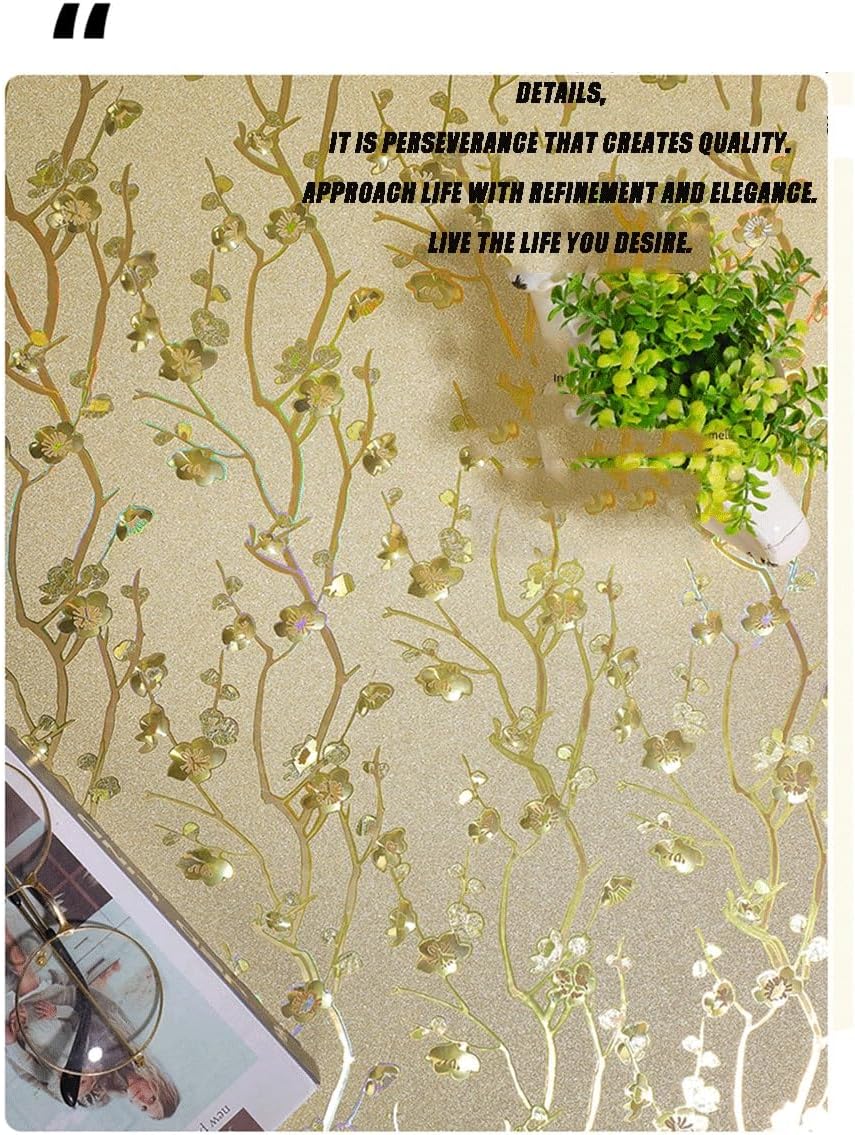 Peel-and-Stick Wallpaper Retro Gold and Silver Light-Colored Luxury Wallpaper Waterproof self-Adhesive Suitable for Cabinet Walls(Little Fish,60cm)