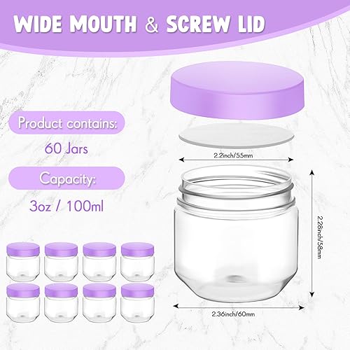 Miniatura 9 de Tanlade 60 frascos de vidrio transparente de boca ancha de 3 onzas con tapas, mini recipientes de almacenamiento para hierbas, gelatina, regalos de