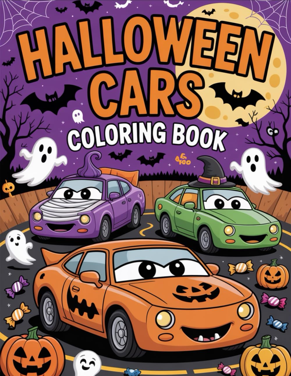 Halloween Cars: Spooky Cars, Creepy Fun – A Halloween Coloring Adventure for Little Car Lovers