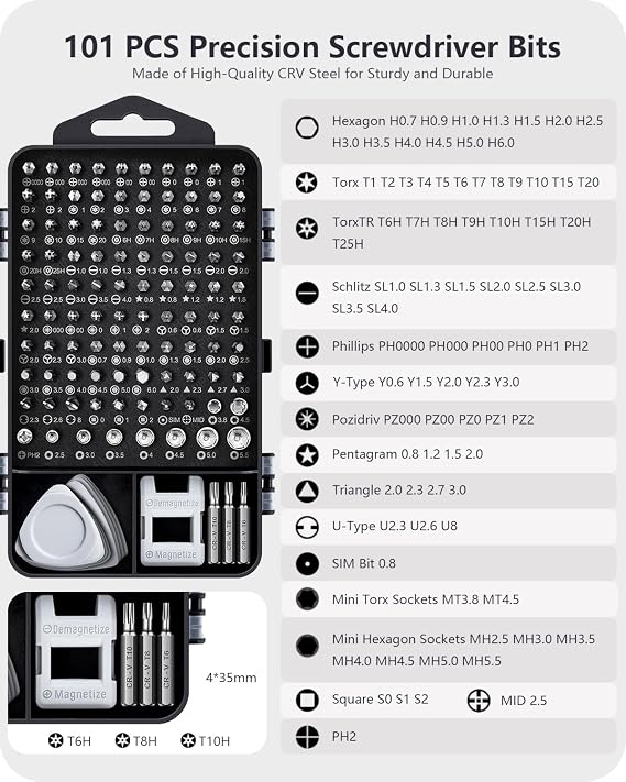 Precision Screwdriver Set Mini Kit: Bluvizo 122 in 1 Electronics Multi-Function Repair Tool Kit for PC Computer Laptop Phone Switch Xbox PS5 MacBook iPad with Torx Phillips Star