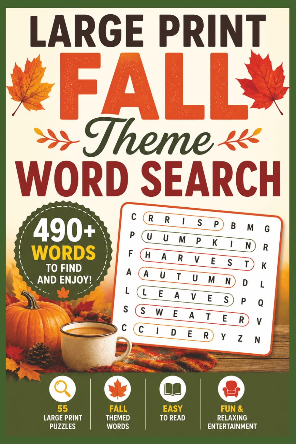 Large Print Fall Theme Word Search