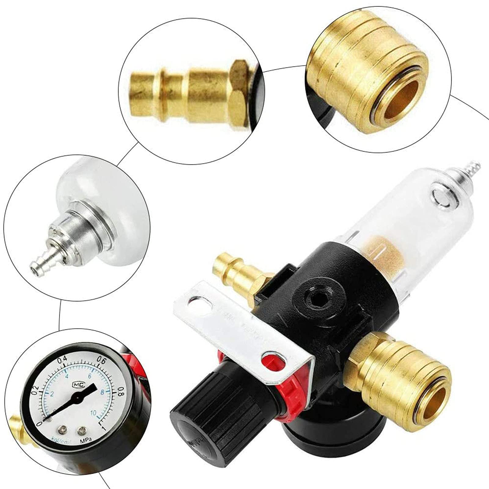Ölabscheider, Druckluftfilter, Luftfilter, Druckminderer, mit Manometer, Schmiermittel, Druckminderer, für Druckluftfilterwerkzeuge