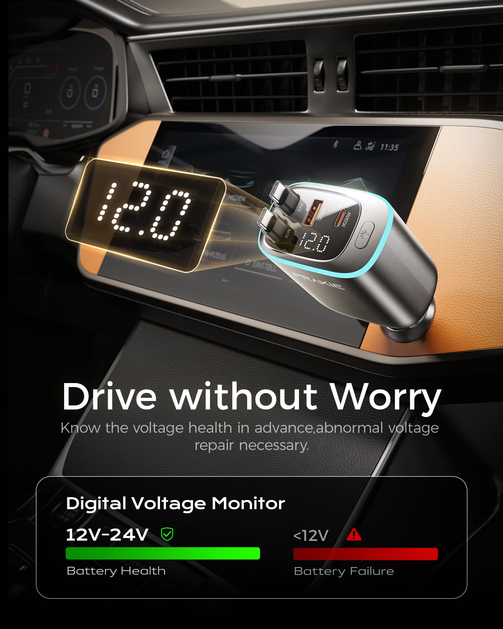 Caricabatteria da auto per iPhone USB C Caricabatteria 4 in 1-Grigio