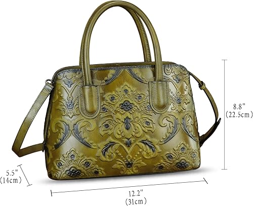 Miniatura 5 de Bolso de mano de cuero genuino para mujer, bolso cruzado vintage con asa superior, hecho a mano, retro, de cuero en relieve