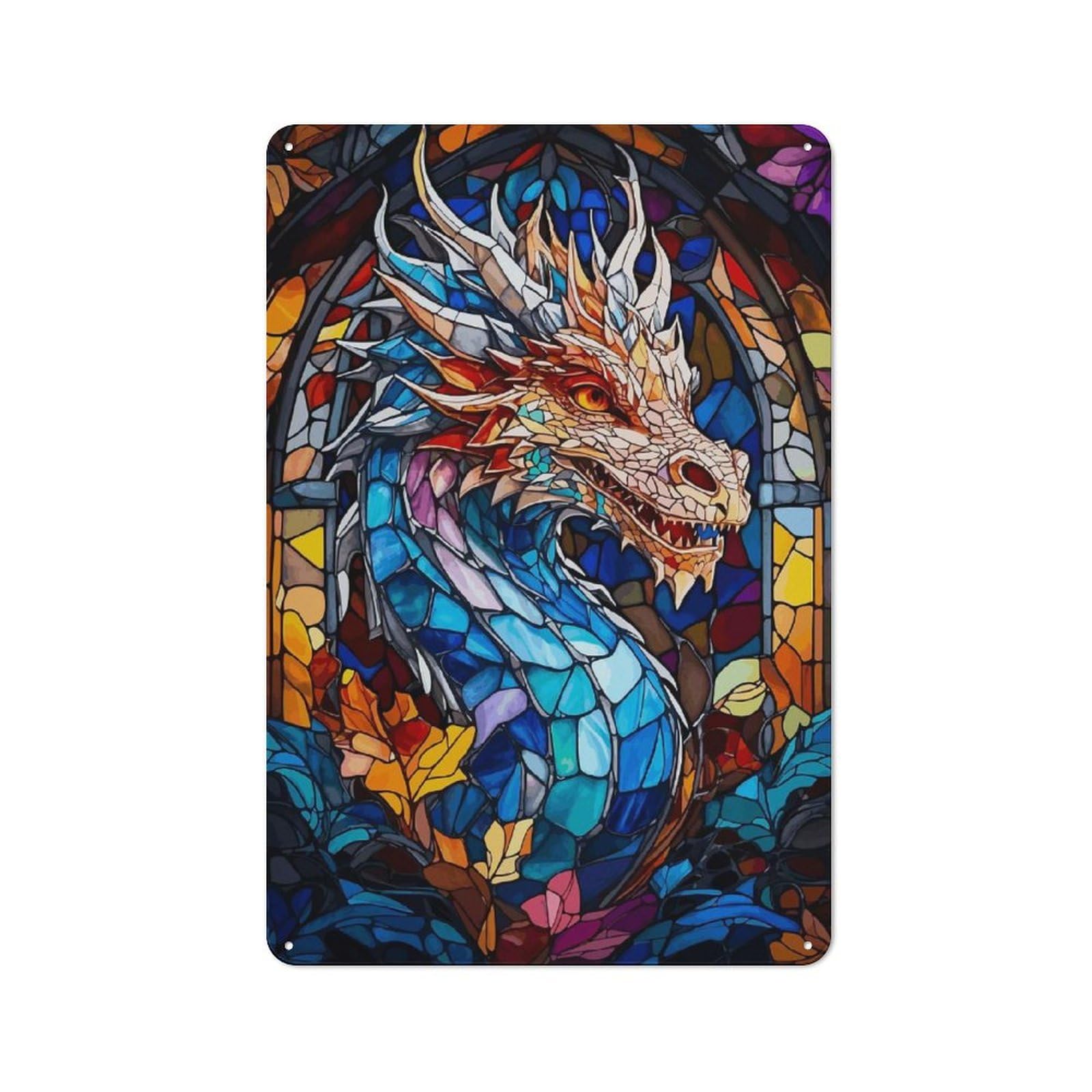 Vintage Metal Sign 30x20cm Featuring Golden Dragonling, Home Bar Decor for Cafe, Pub, Workshop Or Home Bar