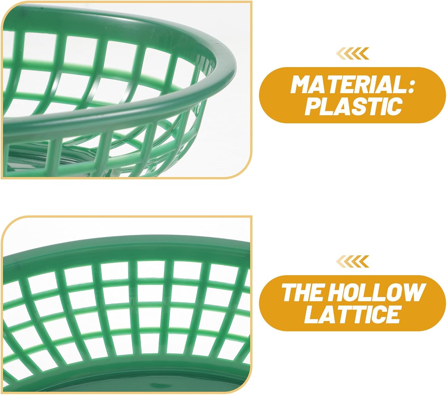 10pcs Oval Plastic Snack Serving Baskets, Reusable Fast Food and Bread Baskets, Large Capacity Green Food Serving Trays for Parties and Casual Dining