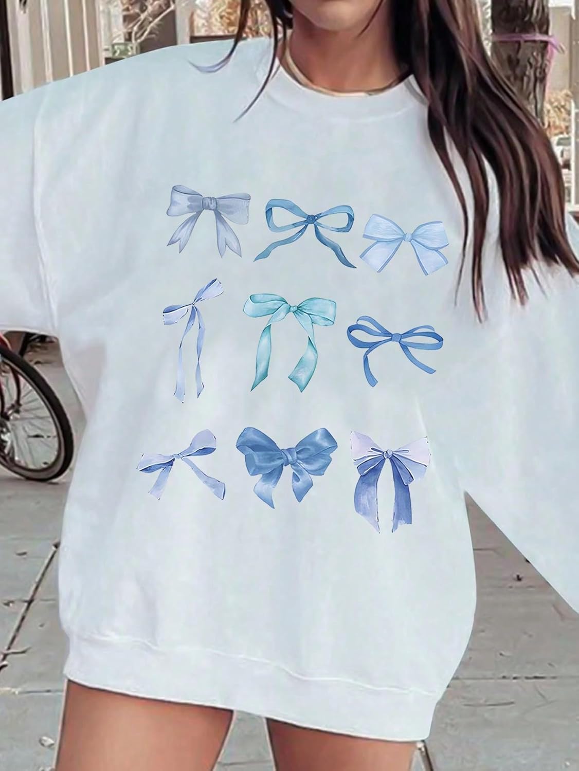 WDIRARA Girl's Graphic Print Long Sleeve Round Neck Oversized Sweatshirts Pullovers - Image 3