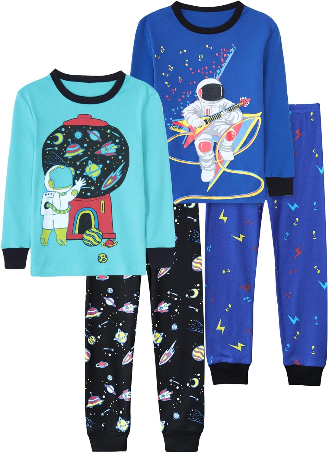 Boys 4-Piece Pajamas Cotton Christmas Halloween Pjs Set Kids Sleepwear