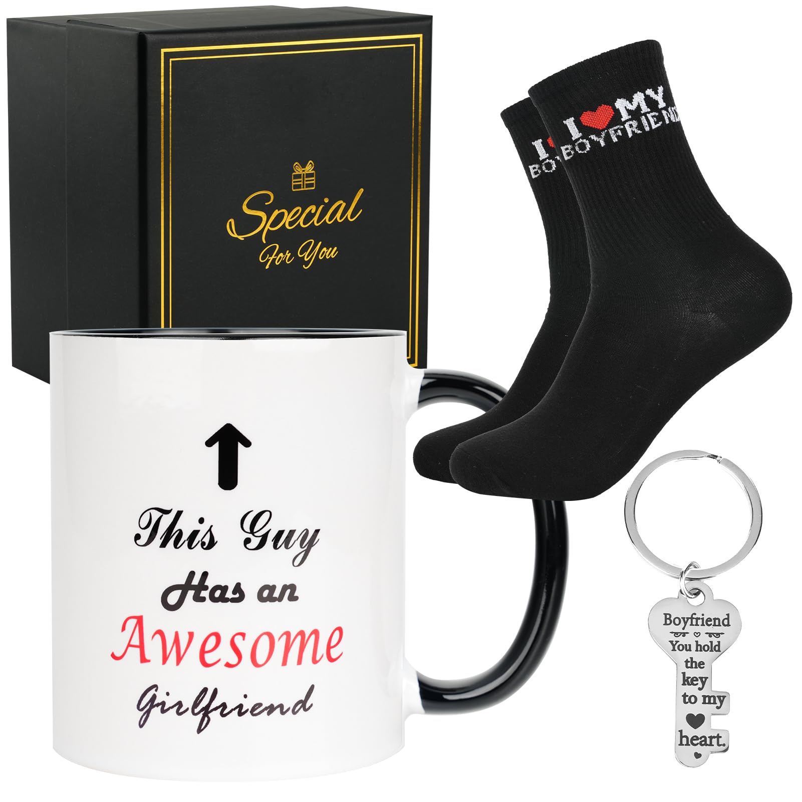 TOONGEEN Gifts for Boyfriend, Funny Ceramic Mug Set for Boyfriend Bf, 11oz