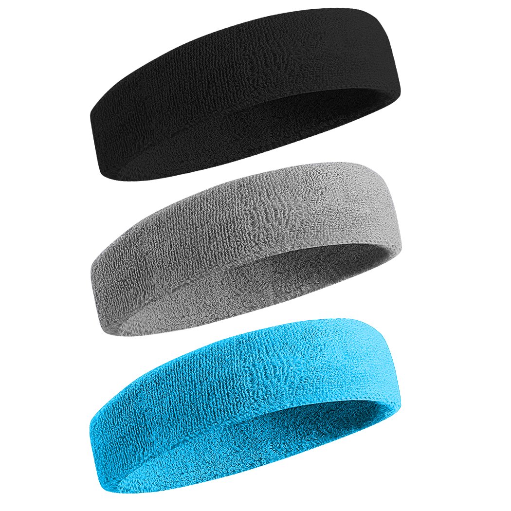 BEACE Sweatbands Sports Headband for Men & Women - Moisture Wicking Athletic Cotton Terry Cloth Sweatband for Tennis, Basketball, Running, Gym, Working Out