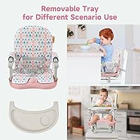 Vista 3 de YOLEO Silla alta para bebé, asiento elevador para mesa de comedor, sillas altas plegables con alturas ajustables, asiento elevador de viaje